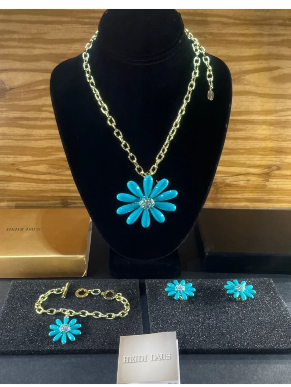 Heidi Daus Flower Enamel and Crystal Daisy Jewelry Set